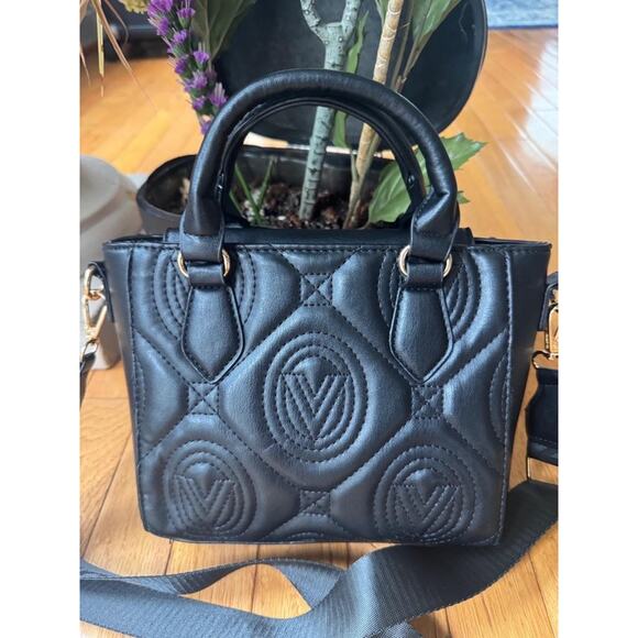 VALENTINO ORLANDI BLACK quilted VEGAN LEATHER BAG PURSE (PU500 - Picture 5 of 10